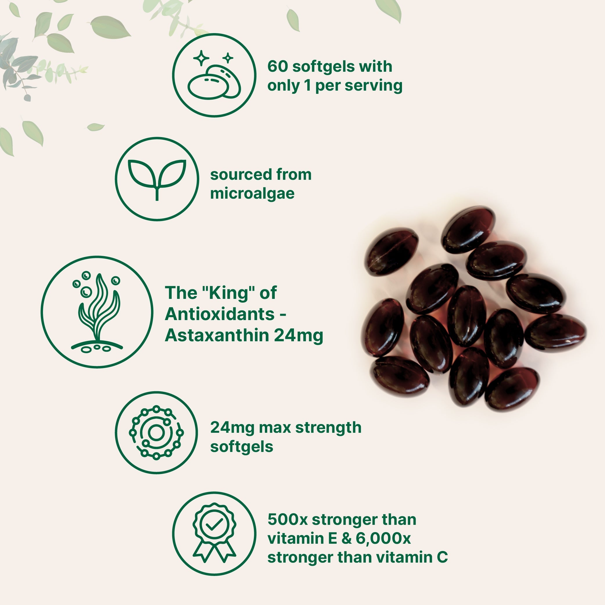 Micro Ingredients Astaxanthin 12mg, 120 Softgels, 4 Month Supply